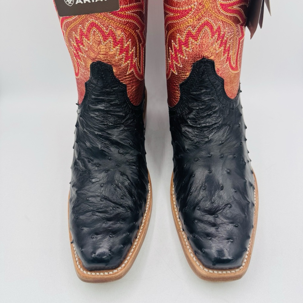 Ariat Futurity Revival Full Quill Ostrich Boots Women's Size 9 B Black Metallic - Picture 4 of 16